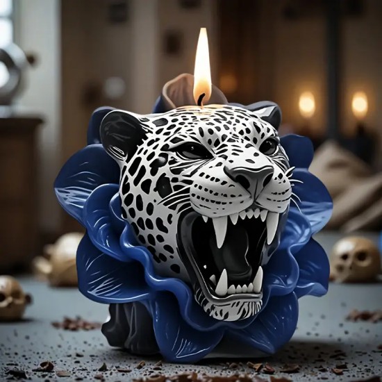 YY5990 Leopar  Başı mum Biblo Silikon Kalıp